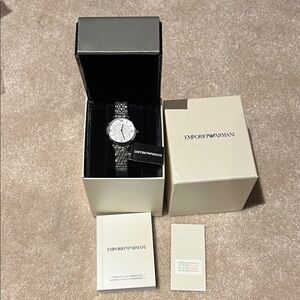Emporio Armani Silver Watch with Crystal Dial